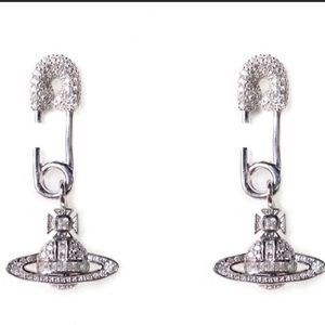 Vivienne Westwood crystal safety pin drop earrings